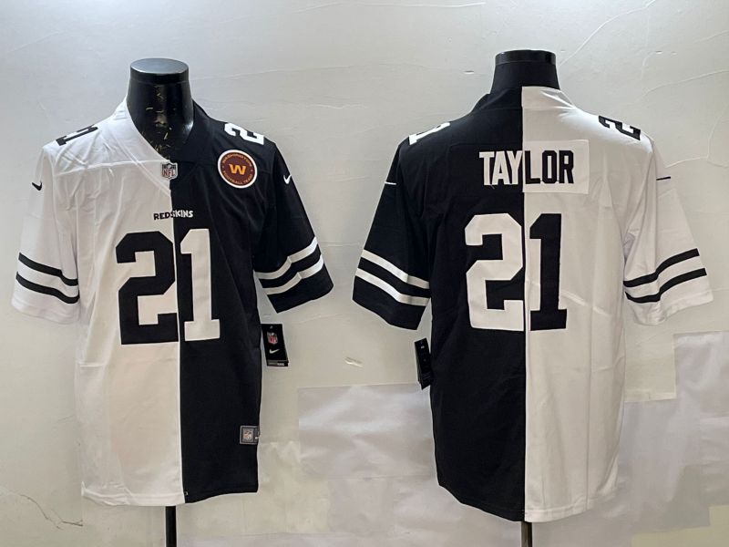 Men Washington Commanders 21 Taylor White Black Fashion 2025 Nike Limited NFL Jersey style 2